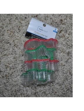 Christmas Cookie Cutters Soft Grip Plastic Snowman Stocking Star Angel Set of 5